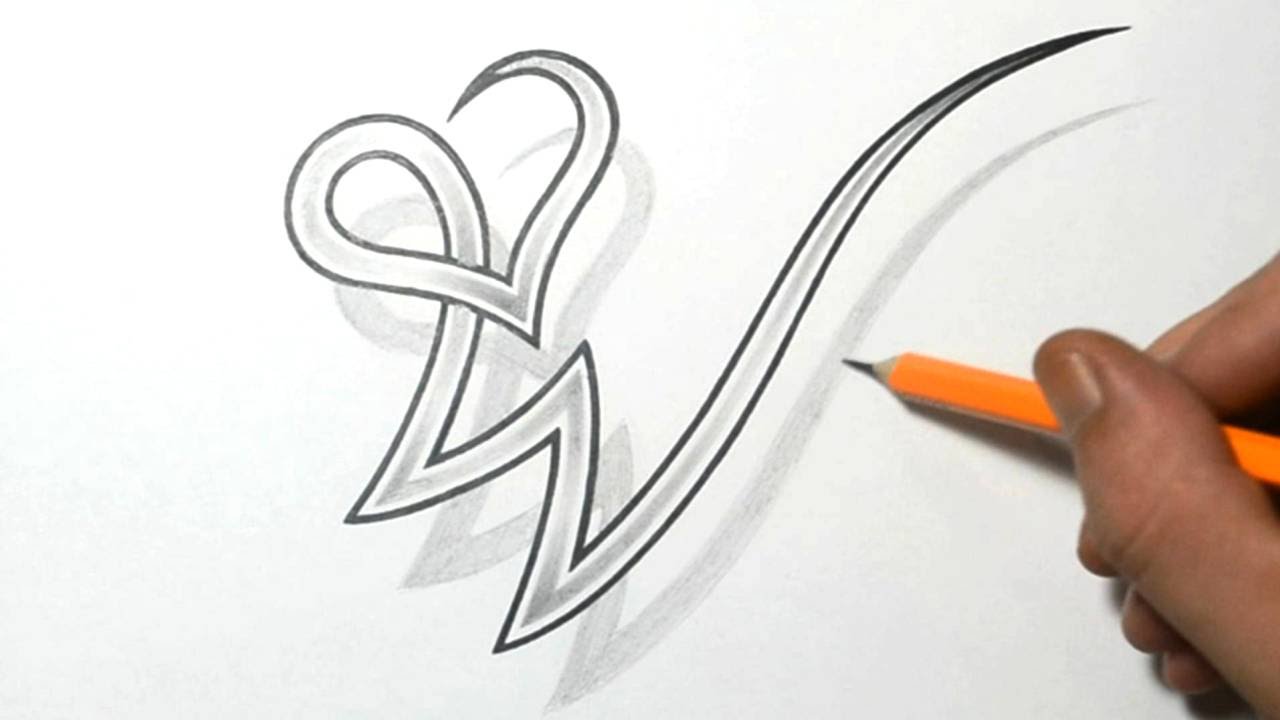 Drawing Letter W Combined with a Heart Design