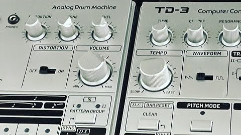 Modded Behringer RD-6 triggering modded TD-3 A Guy Called Gerald style