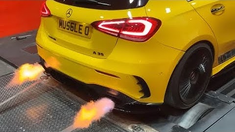 Mercedes A35 AMG shooting flames on the MSL dyno after our stage 2 package 🔥
