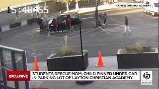 Dozens of teenagers come to the rescue of a mother and her two young children