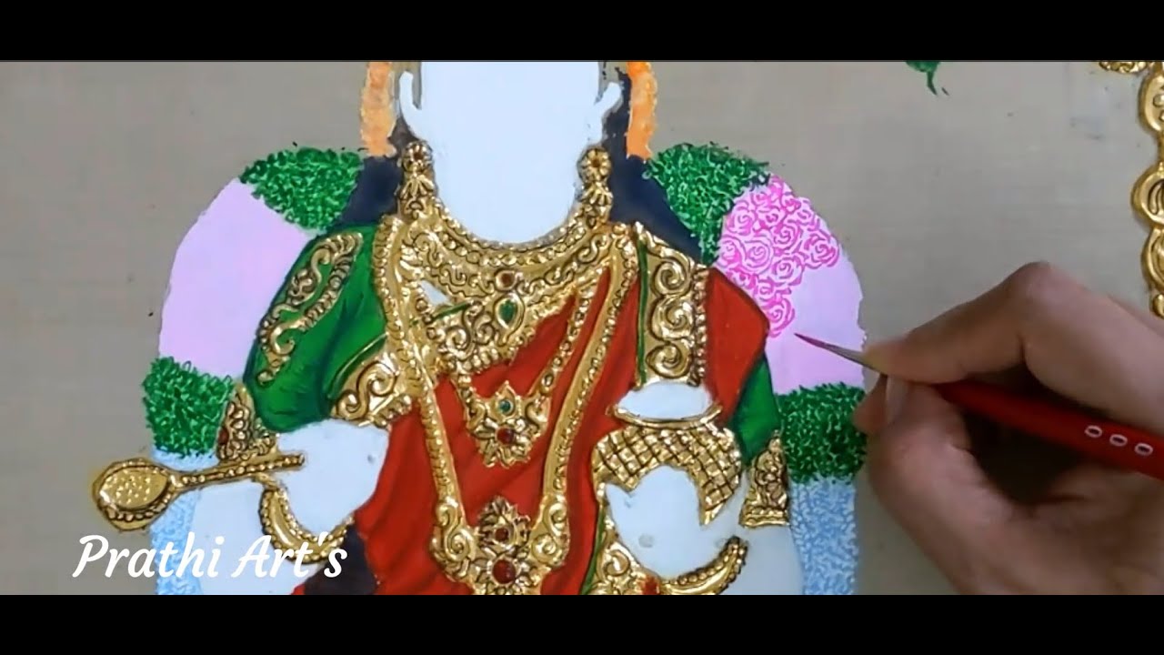 How to paint Garland / Maalai  in Tanjore painting? Part -10