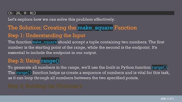 Creating a Function to Return a Dictionary of Squares in Python: make_square Explained