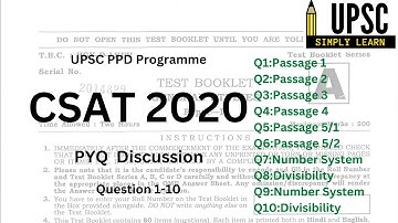 UPSC CSAT 2020 Solved Paper | Day 1 | Q1-10 | Prelims 2020 CSAT #upsccsat #upsccsat2020  #ias #upsc