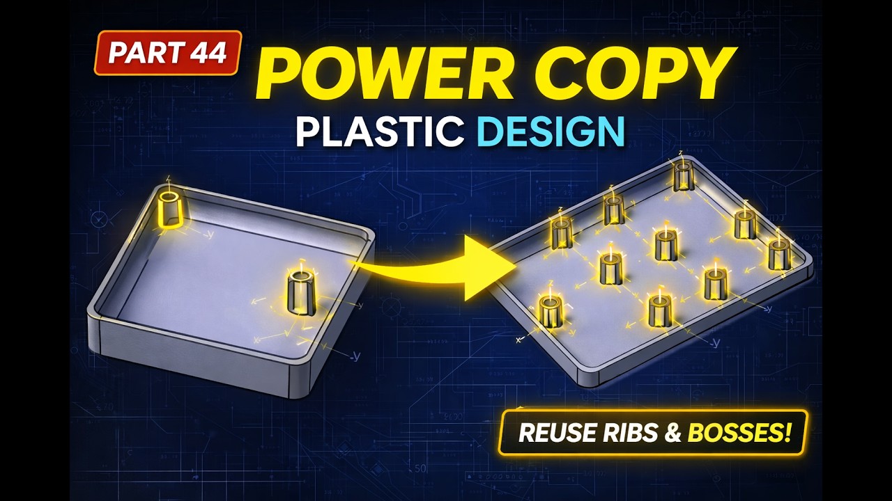 CATIA V5 Plastic Design Tutorial | Power Copy for Ribs & Screw Boss | Part 44