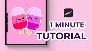 How To Draw Kawaii Popsicle Stickers In Procreate (1 Minute Tutorial) #Shorts
