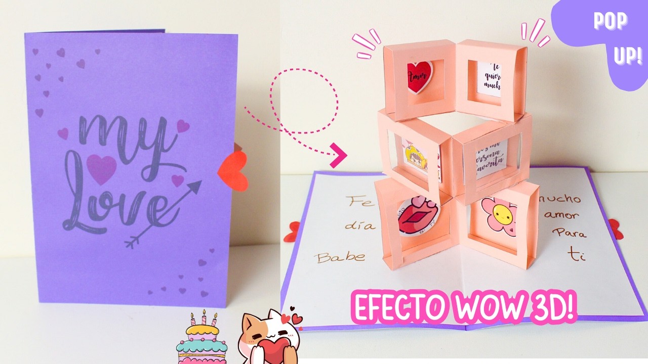 ¡Mira lo que pasa al abrir esta tarjeta! 😱 Tarjeta Pop Up 3D fácil de hacer