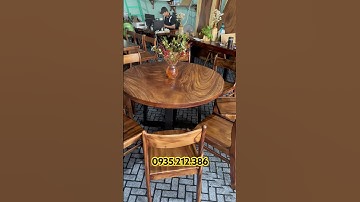 Lên mẫu bàn tròn 1m2 nguyên khối #banghe #bàn_gỗ_nguyên_tấm #trending #bango #bàn_ăn #gỗ_me_tây