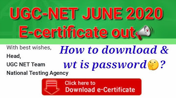 How to download ugc net june 2020 e-certificate// what is password to download