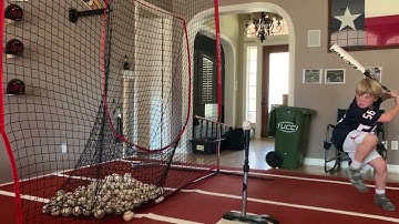 8 year old (8 years 10 months) 64 MPH Exit Velocity baseball swing off the tee.