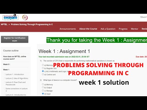 Problem solving through programming in C || Week 1, Assignment 1, 2021 || Swayam || NPTEL.
