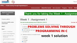 Problem solving through programming in C || Week 1, Assignment 1, 2021 || Swayam || NPTEL.