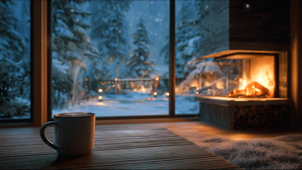 4K Cozy Fireplace Ambience 🔥 JAZZ for Sleep, Study & Relaxation