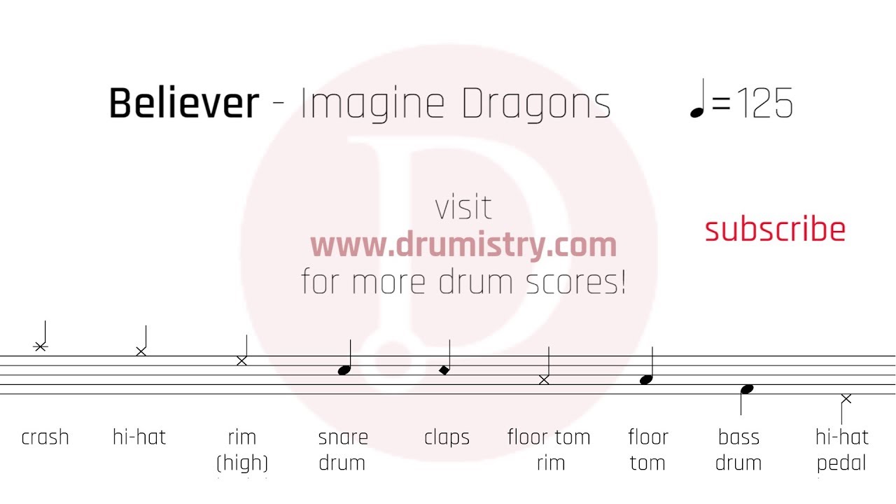 Imagine Dragons - Believer Drum Score - YouTube