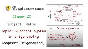 Class-XI, Subject- Maths, Topic- Quadrant system in trigonometry, Part- 2, Rawal Convent School