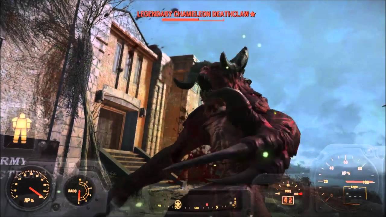 Fallout 4 Powerarmour Vs Legendary Chameleon Deathclaw Youtube 