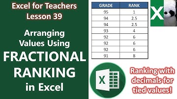 ARRANGING VALUES USING FRACTIONAL RANKING | Excel for Teachers | Carlo Excels