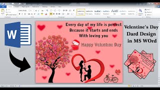 How to make valentine's Day card design  in MS Word || Valentine's  greeting card design in ms word screenshot 4