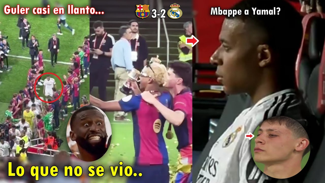 ASI FUE la CELEBRACION del BARCELONA y las CARAS de los JUGADORES del MADRID tras la REMONTADA 3-2