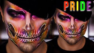 Rainbow Neon Skull Pride Makeup Tutorial