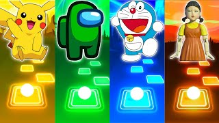 Pikachu vs Among Us vs Doraemon vs Squid Game - Tiles Hop
