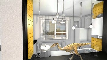 Blender Opengl interior with dino