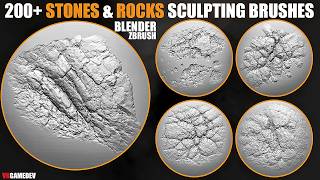 200  Stones and Rocks Brushes for Blender & ZBrush