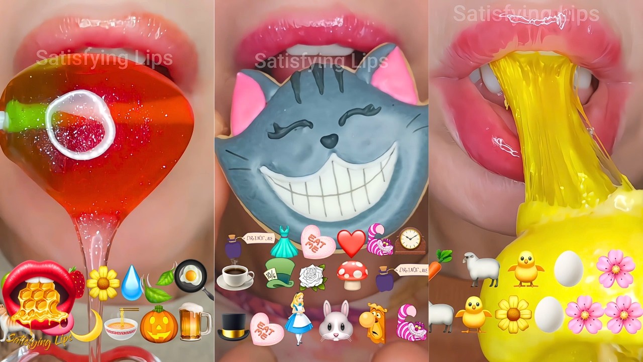 ASMR Satisfying Eating Emoji Food Challenge Mukbang Compilation