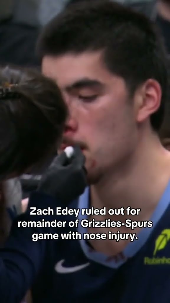 Zach Edey ruled out for Grizzlies-Spurs game with nose injury.