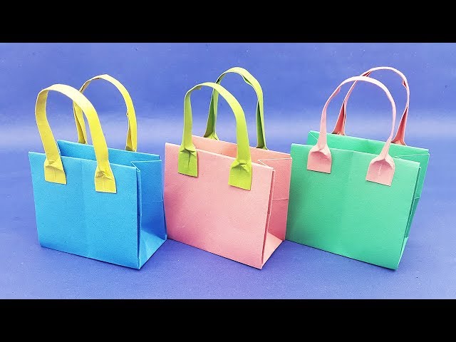 Step by step instructions how to make origami A Bag. Stock Vector