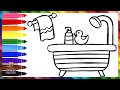 Dibuja y Colorea Una Bañera Arcoiris 🛁🧼🌈 Dibujos Para Niños