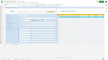Google sheets template Planning & Implementation form