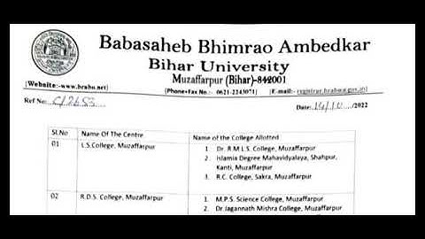 brabu part 1 exam centre list 2021-24, ba b.sc b.com part 1 exam brabu university, #brabu_news