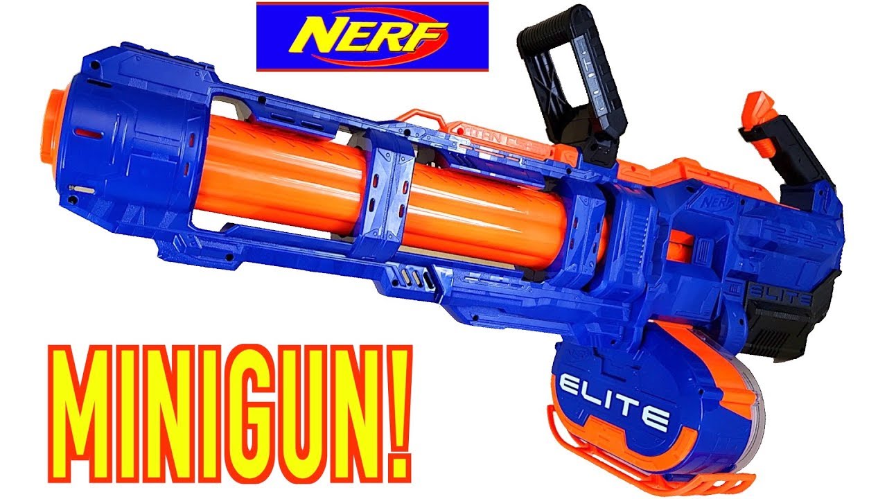  REVIEW Nerf MINIGUN  Nerf  Titan CS 50 YouTube