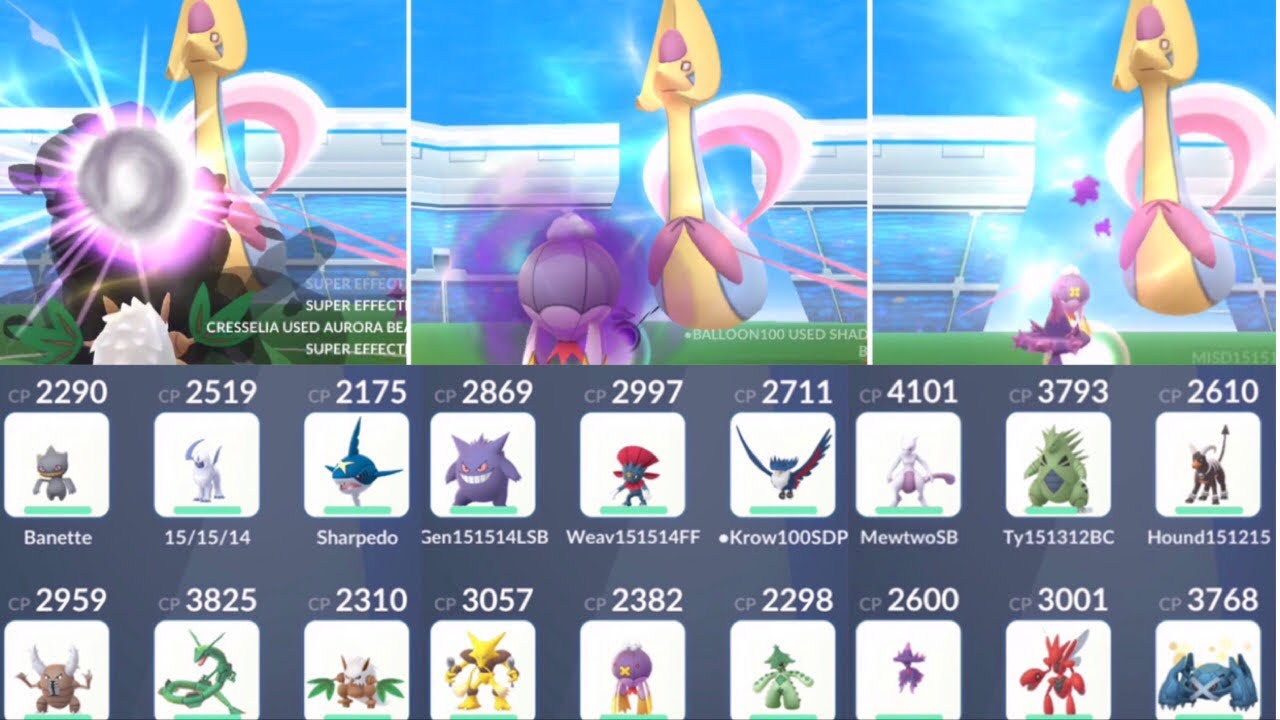 No weather boost! 18 unique Cresselia trio (pre HP rework)