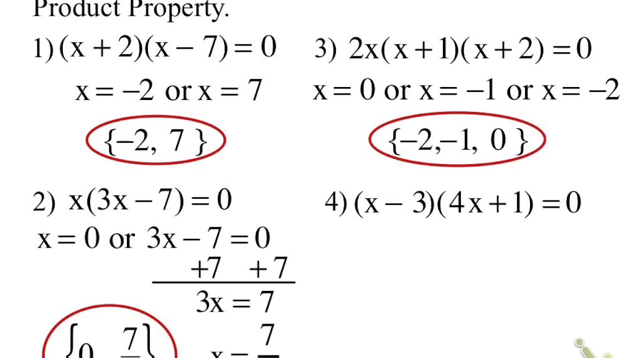 solving quadratic equations zero product property assignment