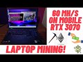 RTX 3070 Laptop GPU mining at 60 mh! Return on Investment and Profits! Legion 5 Mining!