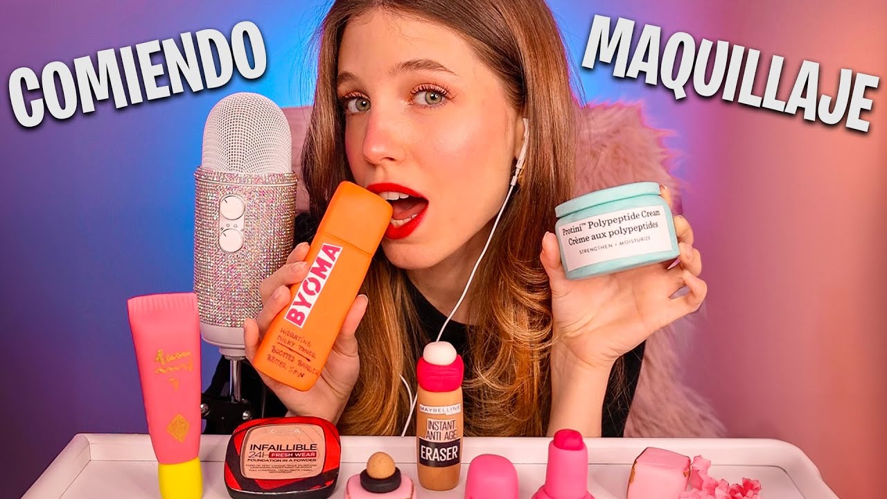 ASMR COMIENDO MAQUILLAJE VIRAL DE TIKTOK 💄 Comestibles (Mouth Sounds)
