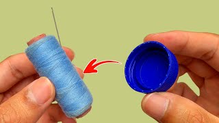 Just use a plastic bottle cap to make it easy to thread the needle