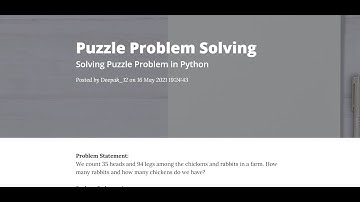 Find the Number of Chickens and Rabbits with Given Heads and Legs #CodingProblem#PuzzleSolving
