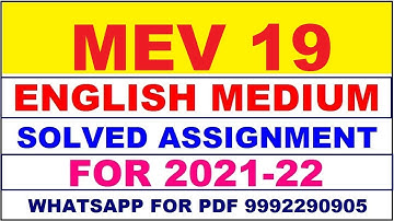 MEV 19 Solved Assignment 2021-22 in ENGLISH | MEV 19 Solved Assignment 2021-22 | MEV 19 2021-22
