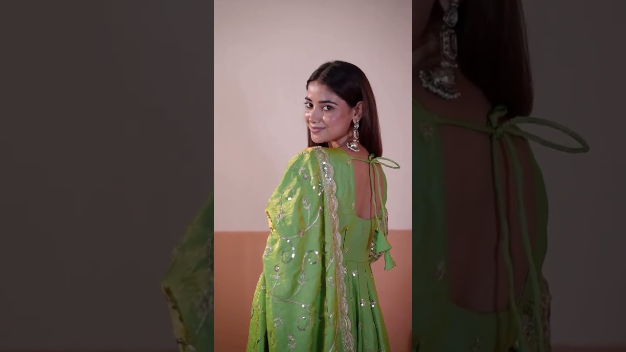 Green Embroidered Codding Suit – Anarkali Silk Blend