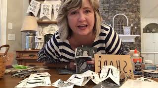 How to make the CUTEST banners using vintage sheet music, stencils, gel ink, ribbons & glitter