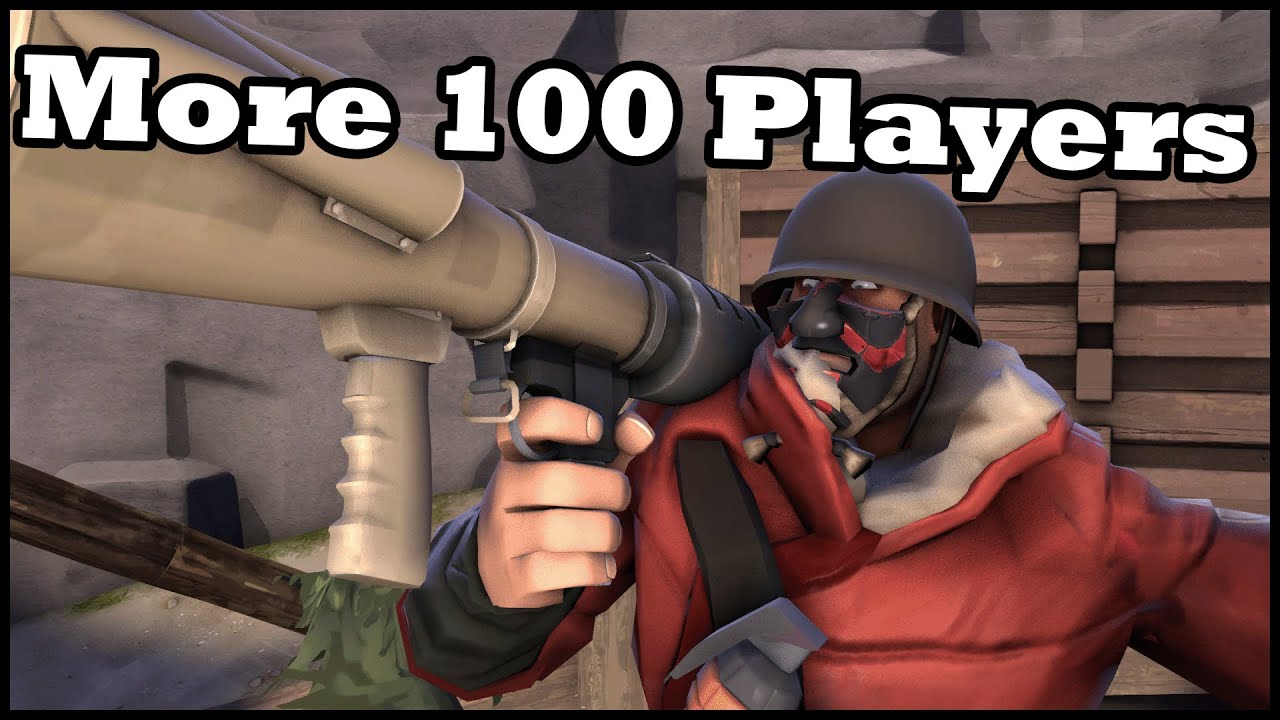 MORE 100 Players! Team Fortress 2 Soldier Gameplay