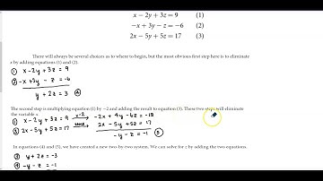 Math 10 7.2 Example 2 Solving a System of Three Equations in Three Variables by Elimination