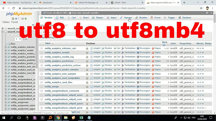 mengubah database utf8 to utf8mb4 moodle cpanel mysql