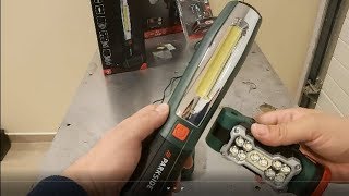 Parkside Cordless LED work light PTLL 1 A1 Unboxing and Test LIDL - YouTube