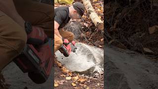 Building a drop off a HUGE boulder, part 1 #mtb #mountainbiking #trailbuilding