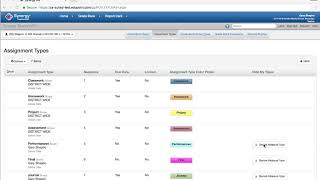 Gradebook Setup - Editing Assignment Types