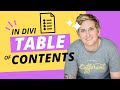 Easy table of contents in divi on wordpress