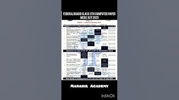 Federal Board Computer Class 11th MCQs Answer Key 2025 - Fbise Exam 2025